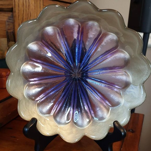 Vintage Walther Glas Artglass Purple and Gold Plate - Picture 3 of 11
